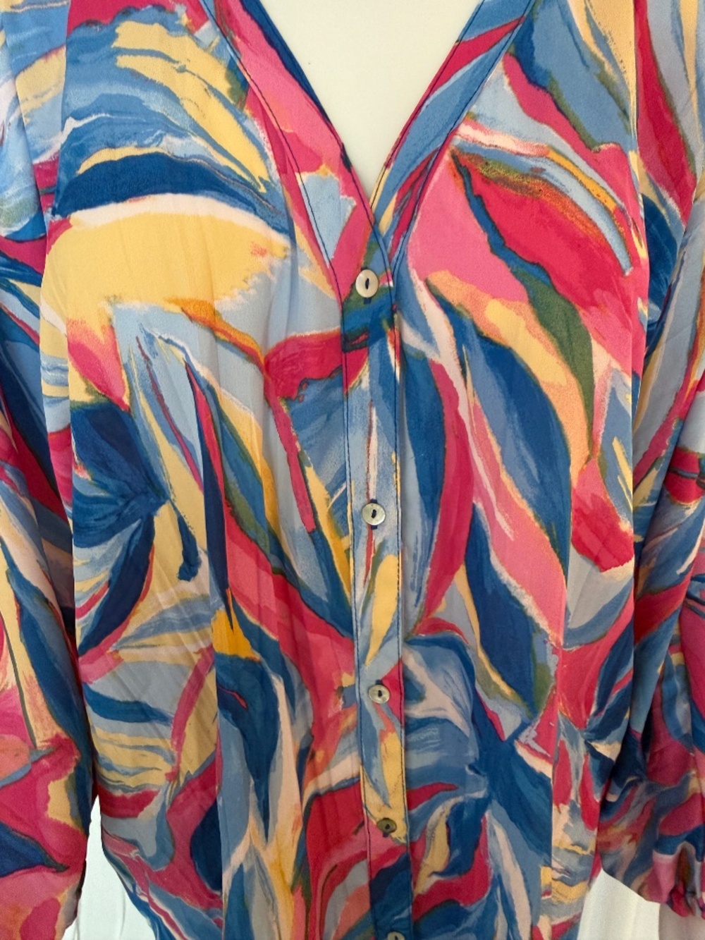 Colleen Lopez Art Print Tunic Blouse Dolman Sleeves NWOT L - Picture 7 of 16